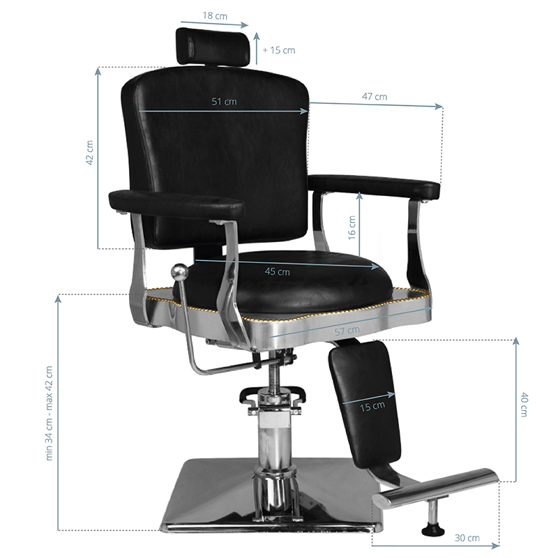 Hair System fotel barberski SM180 czarny Hair System fotel barberski SM180 czarny