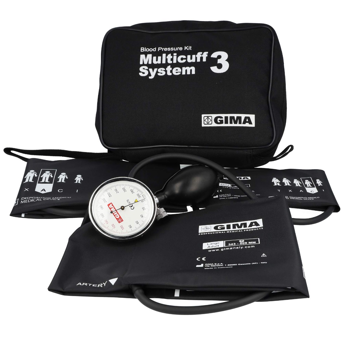 Ciśnieniomierz zegarowy GIMA SIRIO KIT Ciśnieniomierz zegarowy + zestaw 3 mankietów Ciśnieniomierz zegarowy GIMA SIRIO KIT Ciśnieniomierz zegarowy + zestaw 3 mankietów