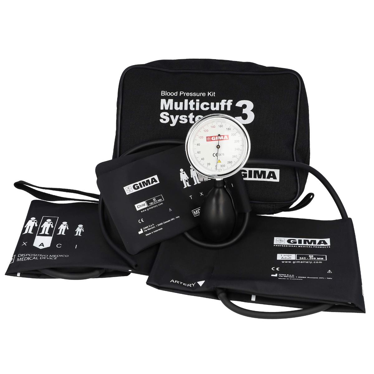 Ciśnieniomierz zegarowy GIMA SIRIO KIT Ciśnieniomierz zegarowy + zestaw 3 mankietów Ciśnieniomierz zegarowy GIMA SIRIO KIT Ciśnieniomierz zegarowy + zestaw 3 mankietów