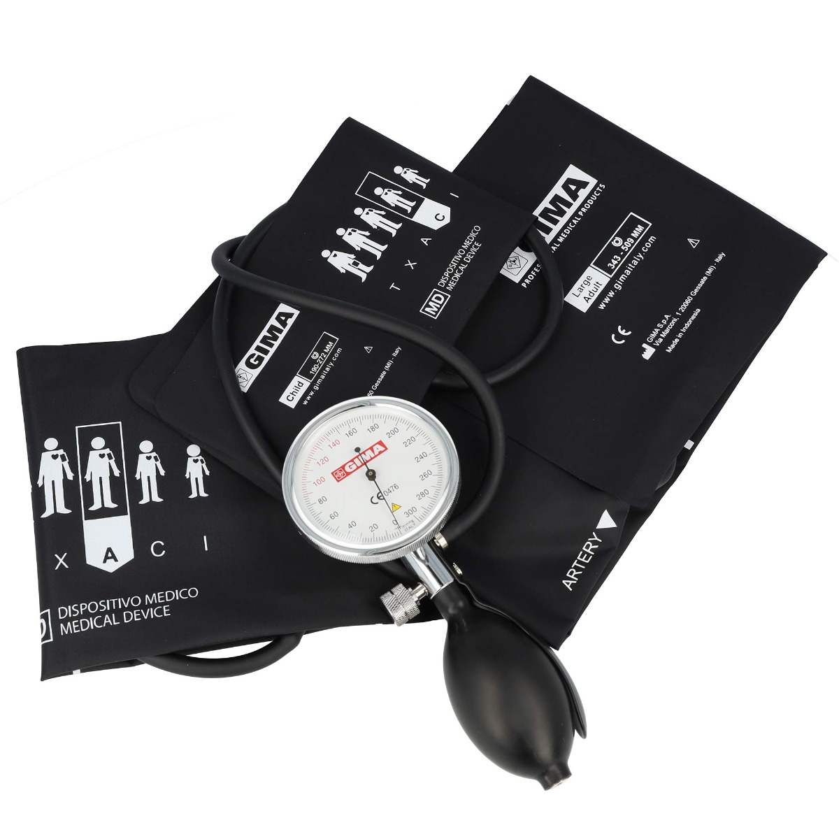 Ciśnieniomierz zegarowy GIMA SIRIO KIT Ciśnieniomierz zegarowy + zestaw 3 mankietów Ciśnieniomierz zegarowy GIMA SIRIO KIT Ciśnieniomierz zegarowy + zestaw 3 mankietów