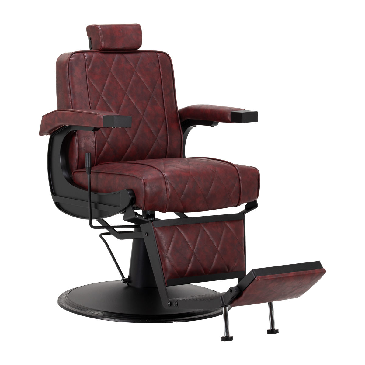 Fotel barberski Hair System BM88066B bordowy na czarnej podstawie Fotel barberski Hair System BM88066B bordowy na czarnej podstawie