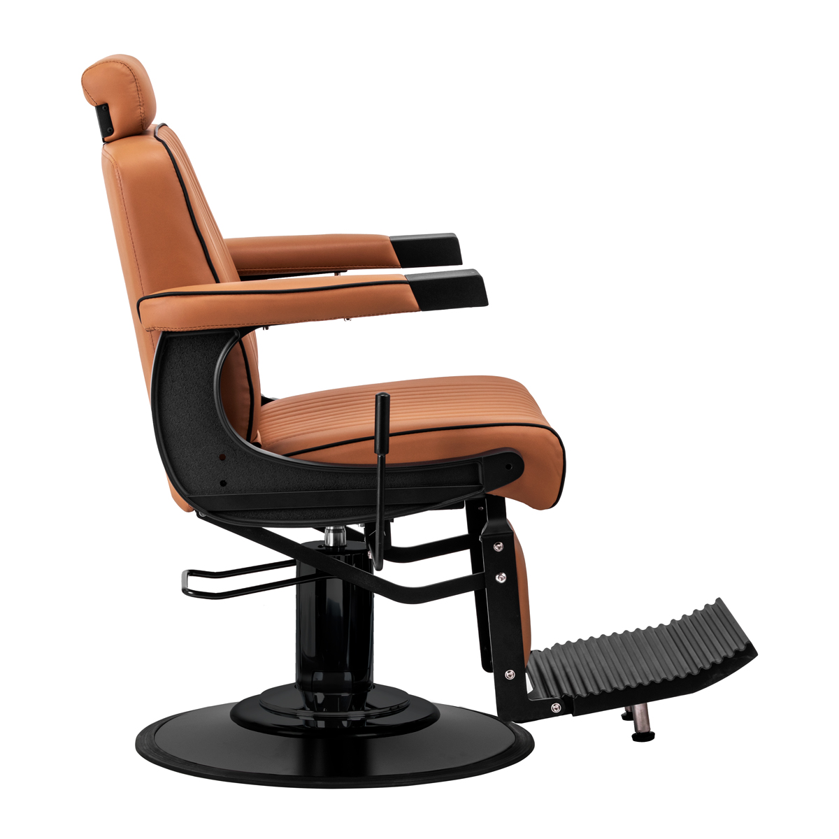 Fotel barberski Gabbiano Visionerio jasnobrązowy z czarną podstawą Fotel barberski Gabbiano Visionerio jasnobrązowy z czarną podstawą