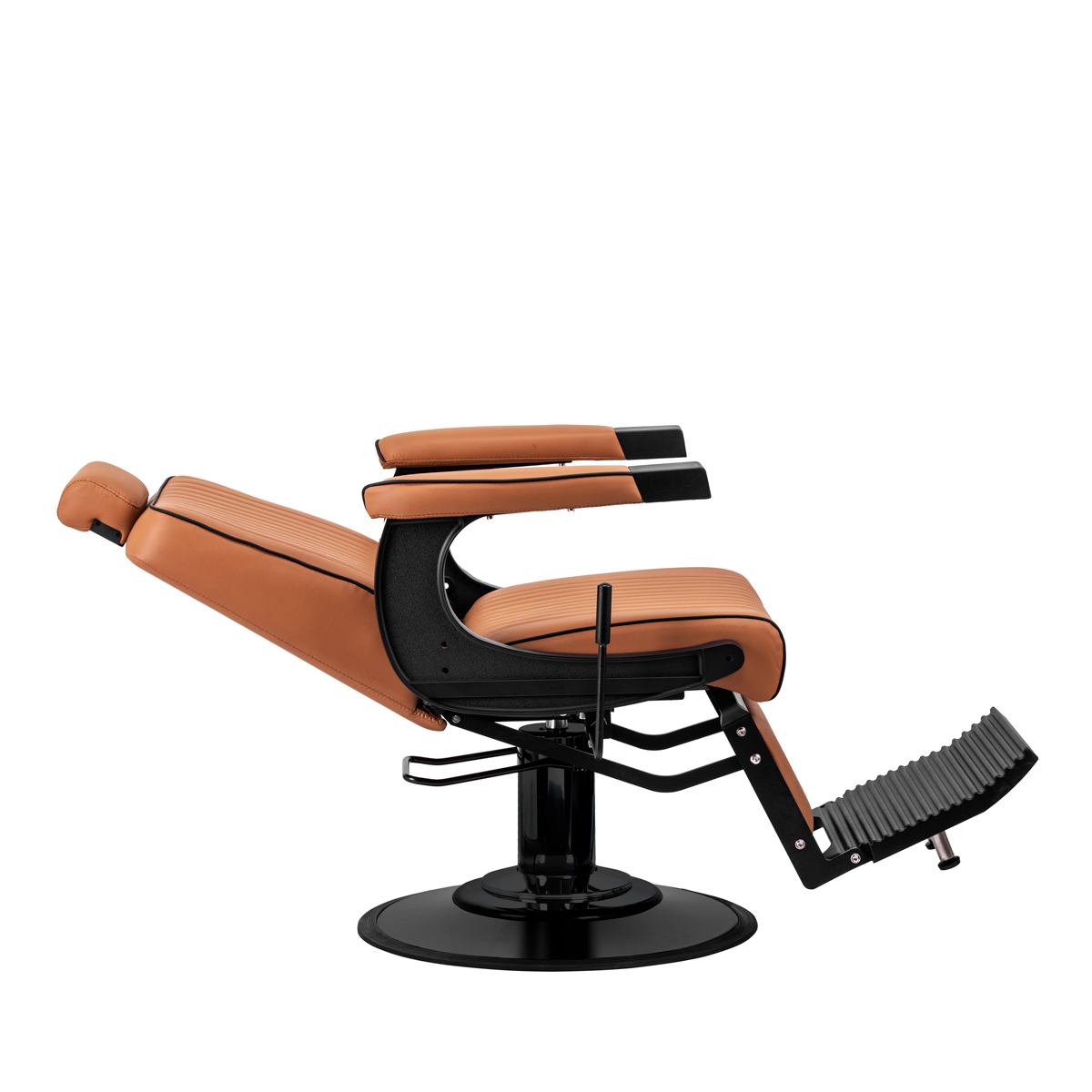 Fotel barberski Gabbiano Visionerio jasnobrązowy z czarną podstawą Fotel barberski Gabbiano Visionerio jasnobrązowy z czarną podstawą